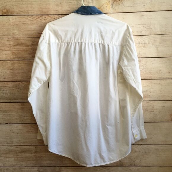 VINTAGE FARM THEME EMBROIDERED SHIRT WITH DENIM COLLAR - Picture 2 of 5